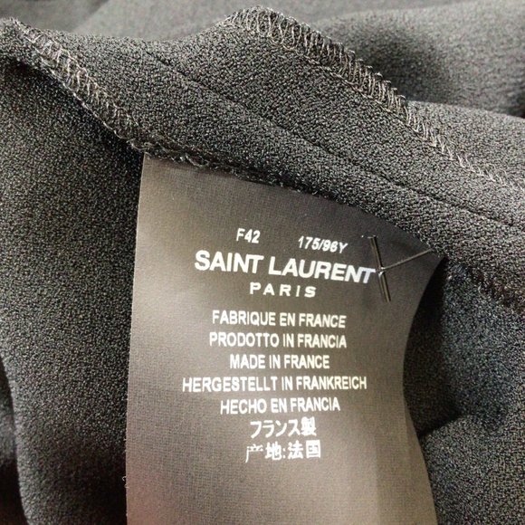 SAINT LAURENT BLACK RUFFLED CREPE MINI DRESS - Picture 5 of 6